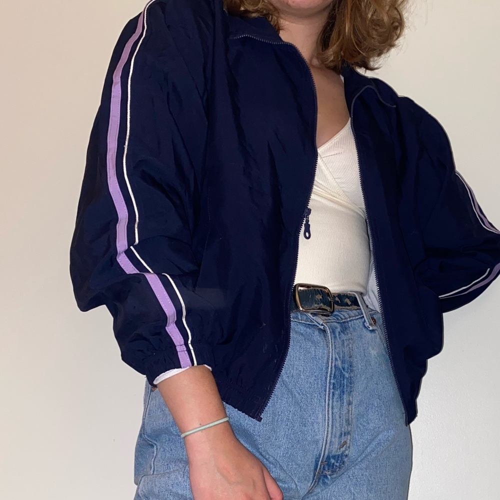 navy windbreaker